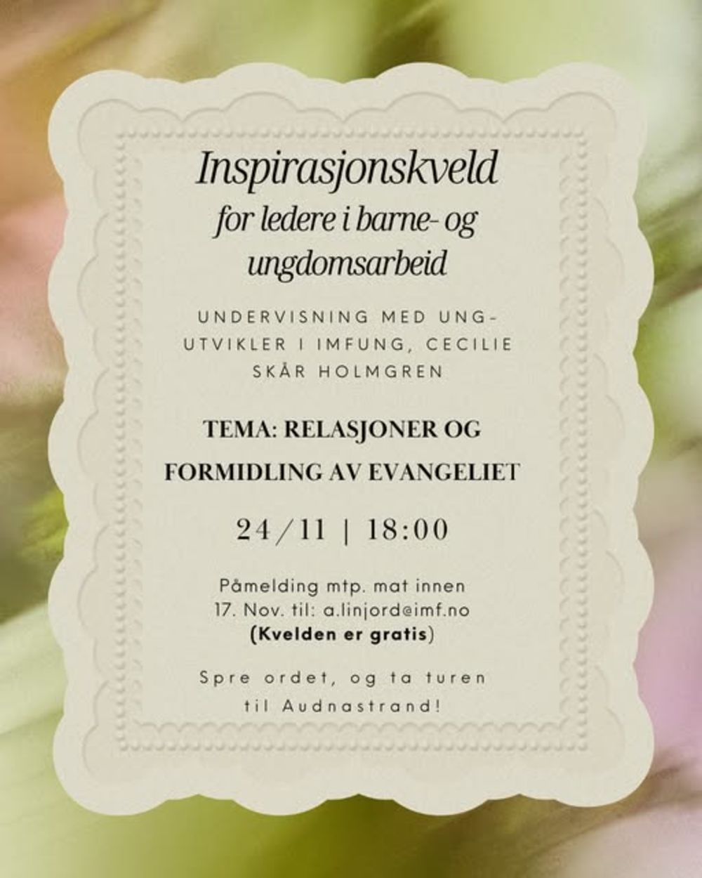 Inspirasjonskveld for barne- og ungdoms ledere