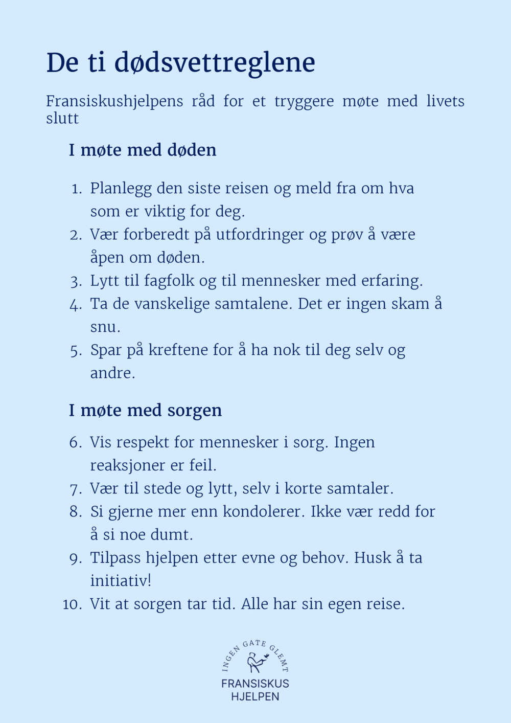 De ti dødsvettreglene