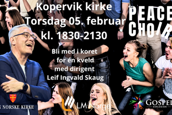 Bli med i Koperviks første PEACE CHOIR! Én kveld med kor for alle som har lyst.