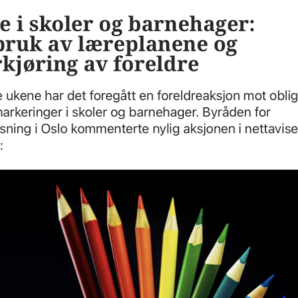 Pride i skoler og barnehager: Misbruk av læreplanene og overkjøring av foreldrene