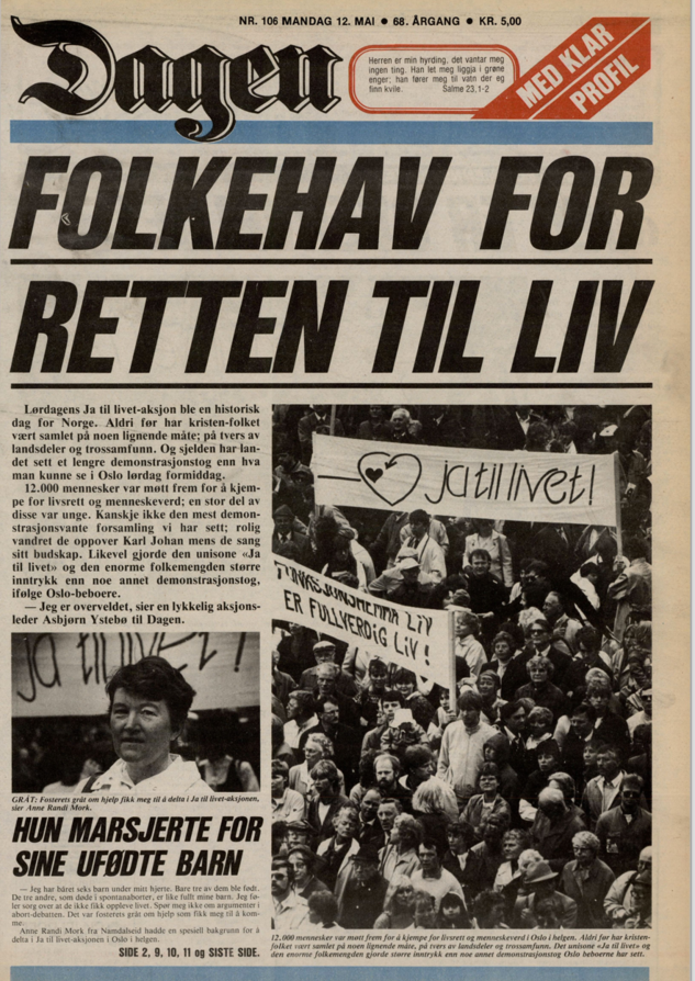 12.000 marsjerte for LIVET i Oslo den 10. mai 1986
