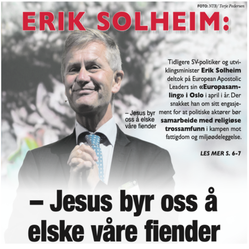 Erik Solheim: – Jesus byr oss å elske våre fiender